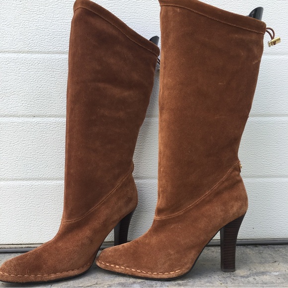 Hot in Hollywood Shoes - Hot In Hollywood | Calf High Convertible Suede Slouch Heeled Boots